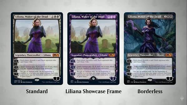 Liliana, Waker of the Dead's various versions from Core 2021 for Magic: the Gathering.