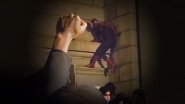 Spider-Man Scales Manhattan Bridge at Black Lives Matter Protest