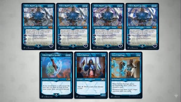 Note that there are four different arts of Teferi, Master of Time, with three different frames. That's twelve versions of this mythic rare!