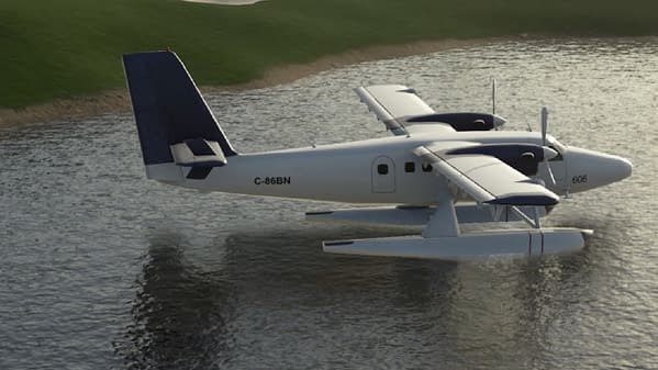 Who puts a plane in the middle of a water hazard? You do in Course Designer! Courtesy of 2K Games.