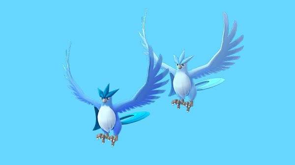 Regular and Shiny Articuno comparison for Articuno Raid Hour. Credit: Niantic