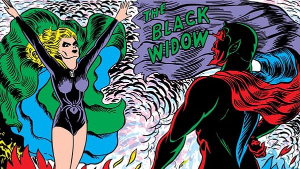 Mystic Comics #4 Black Widow panel detail.