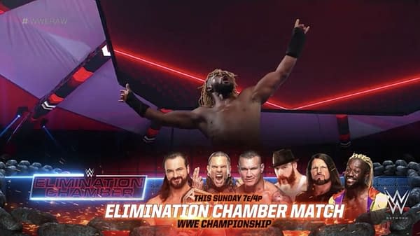 Kogi Kingston won a match against The Miz on WWE Raw to earn a spot in the Elimination Chamber match for the WWE Championship this Sunday.