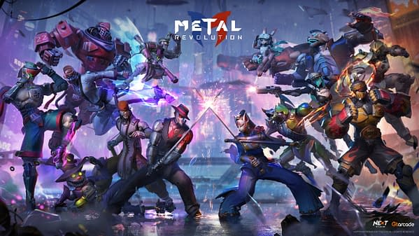 Look at that roster of people and robots just decked out in metal with no other purpose than to fight! Courtesy of Gtarcade.