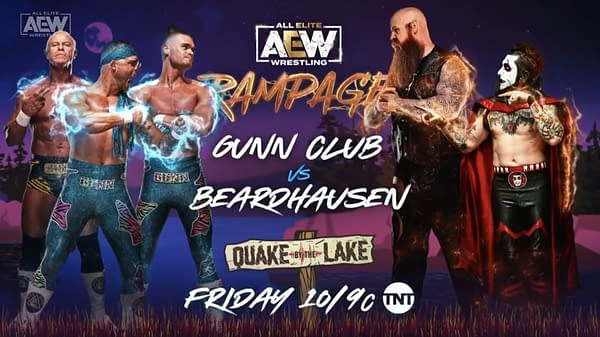 Match graphic for Gunn Club vs. Danhausen & Erick Redbeard at AEW Dynamite: Quake by the Lake