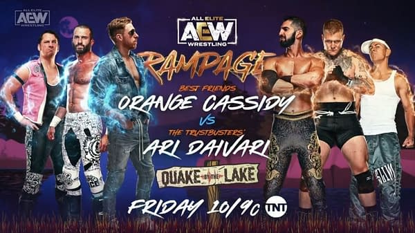 Match graphic for Orange Cassidy vs. Ari Davari at AEW Rampage: Quake by the Lake