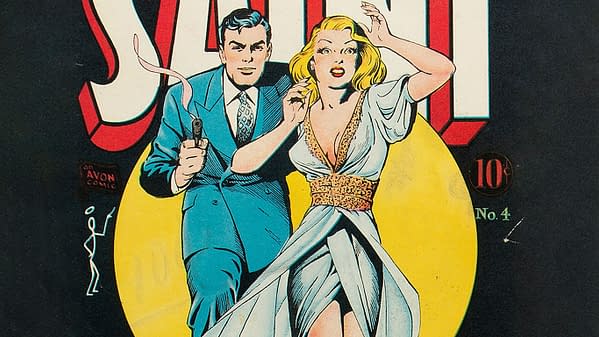 The Saint #4 (Avon, 1948) cover art by Matt Baker.