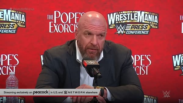 Triple H holds court at the post-WrestleMania press conference.