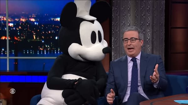 Last Week Tonight Host JohnOliver Taunts Disney with Steamboat Willie