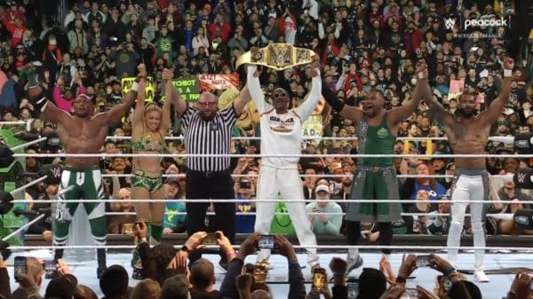 The Pride celebrates with Snoop Dogg at WrestleMania XL