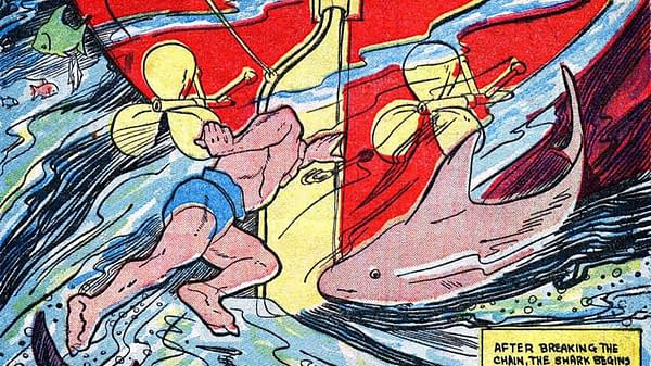 Amazing-Man Comics #6 (#2) featuring The Shark by Lew Glanzman.