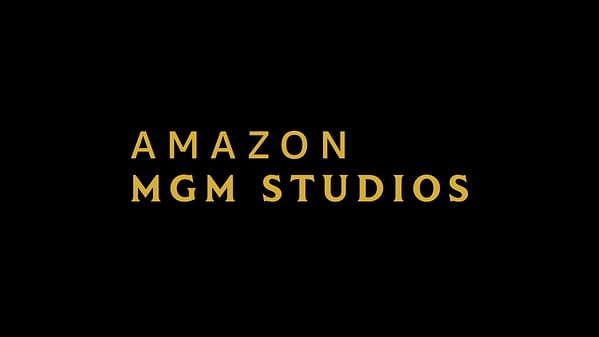 The Amazon MGM Studios logo features the words 'AMAZON' and 'MGM STUDIOS' prominently displayed in gold against a black background.