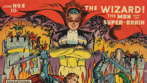 Top-Notch Comics #6 (MLJ, 1940) featured image. The Wizard looms over a medieval battle featuring Galahad