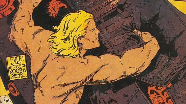Samson #1 (Fox, 1940) featured image. Samson tears apart an armored tank