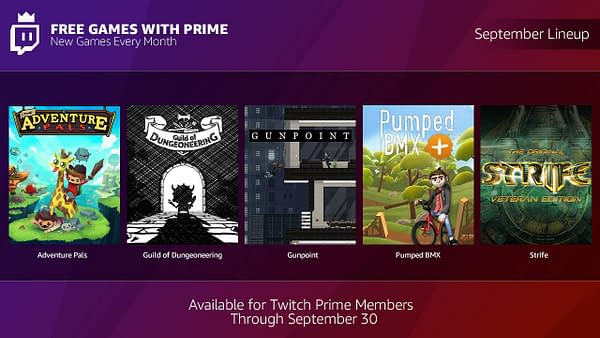 Twitch Releases September's Free Games with Prime Lineup