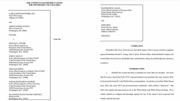 Fox News, More Support CNN in Trump/Acosta Lawsuit; White House Submits Brief (UPDATE)