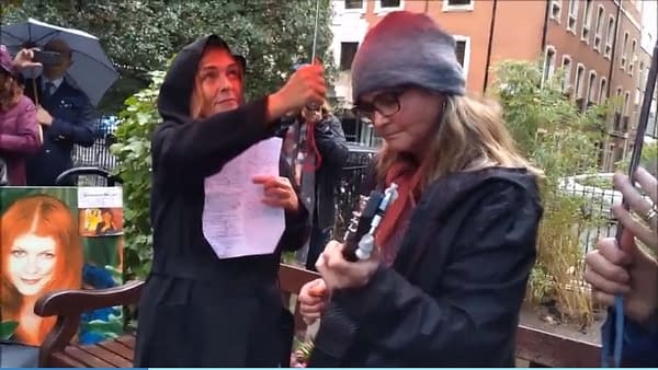 Singing in the Rain in Soho Square for Kirstyfest 2019