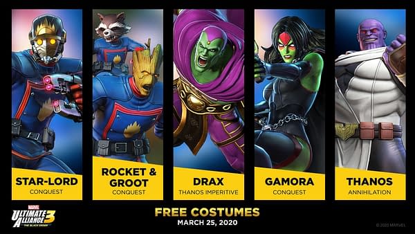 Marvel Ultimate Alliance 3 Guardians of the Galaxy Costumes