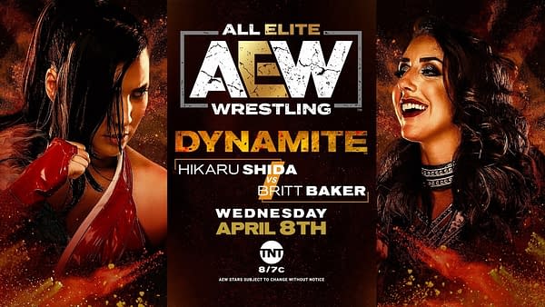 Britt Baker and Hikaru Shida battle on AEW Dynamite, courtesy of AEW.