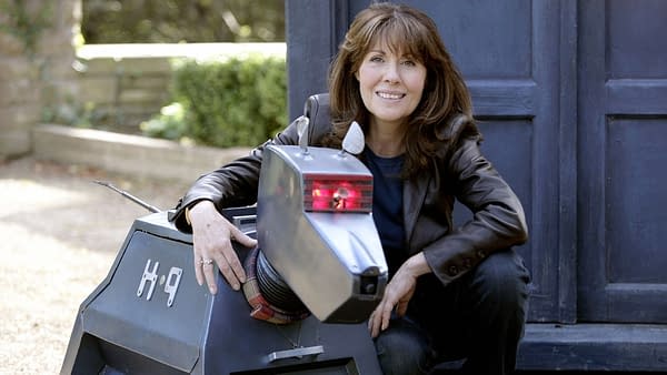 Sarah Jane and K-9 await where the TARDIS will take them next, courtesy of BBC America.