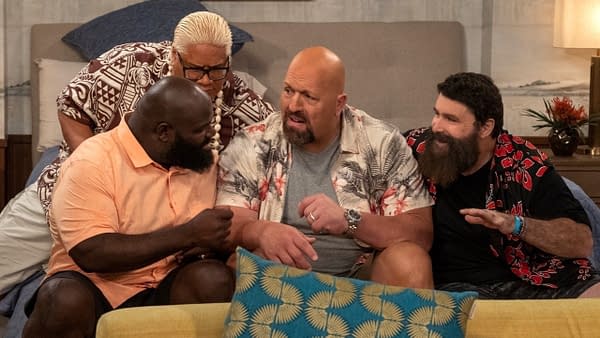 Big Show goes to Mick Foley, Rikishi, and Mark Henry for family advice of The Big Show Show, courtesy of Netflix.