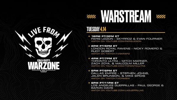 Check out the schedule of today's matches in Warzone with NHL and NBA players.