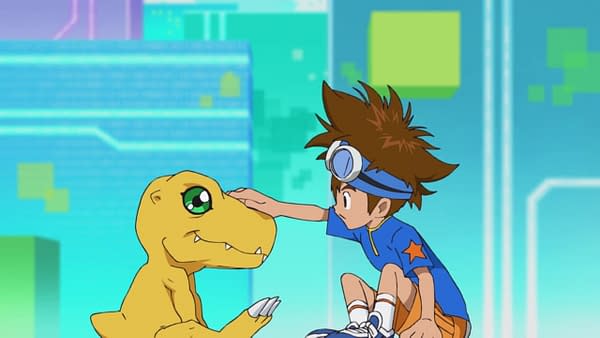 Tai and Agumon meet on Digimon Adventure 2020, courtesy of Toei Animation.