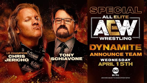 Chris Jericho and Tony Schiavone will once again provide commentary for AEW Dynamite, though Jim Ross will call the main event.