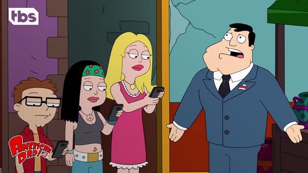 Stan can get Francine, Hayley, or Steve to listen to him on American Dad, courtesy of TBS.