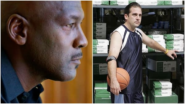 Michael Jordan and Michael Scott (Steve Carell) from "The Office": The Battle of the Best Michael, images courtesy of ESPN and NBC Universal.