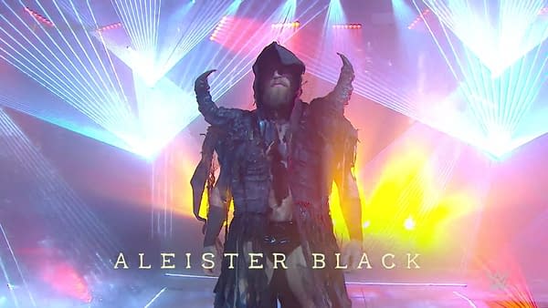 Aleister Black makes his entrance at WrestleMania 36