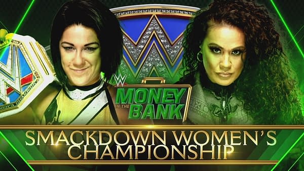SmackDown Women's Champion Bayley takes on Tamina at Money in the Bank, courtesy of WWE.