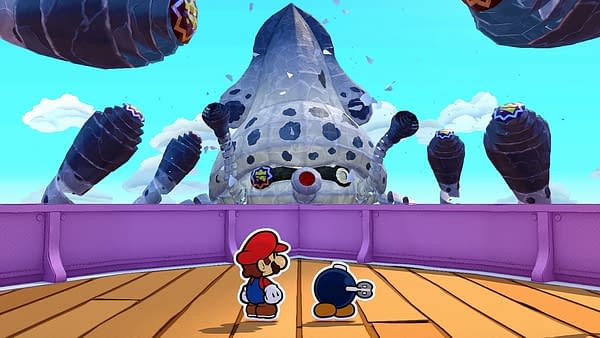 Oh, man! That's one giant Blooper in Paper Mario: The Origami King. Courtesy of Nintendo.