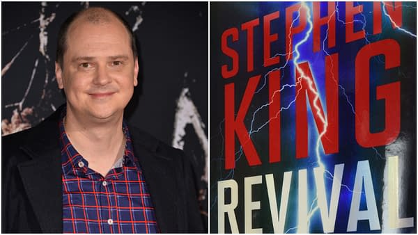 L: Mike Flanagan at the US premiere of "Doctor Sleep" at the Regency Village Theatre. Editorial credit: Featureflash Photo Agency / Shutterstock.com R: The cover of Revival. Credit: Scribner