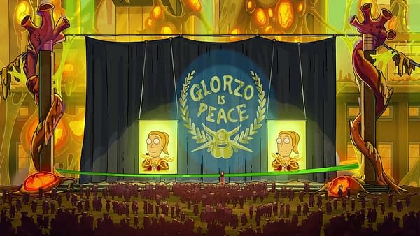 Glorzo in peace on Rick and Morty, courtesy of Adult Swim.