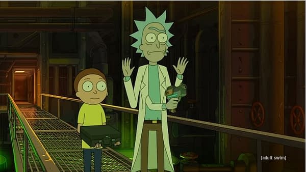 Rick and Morty get double-crossed, image courtesy of Adult Swim.