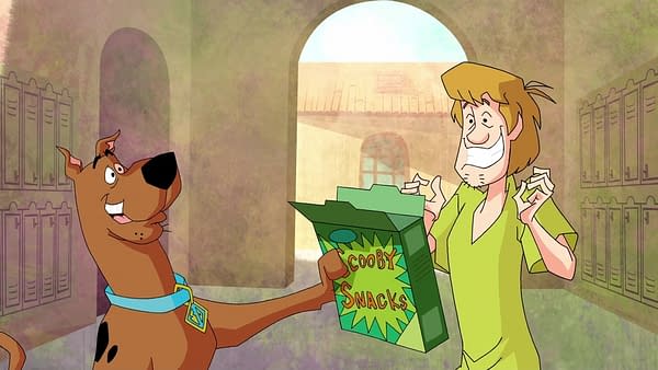 Shaggy and Scoobs enjoy some Scooby Snacks, courtesy of Boomerang.
