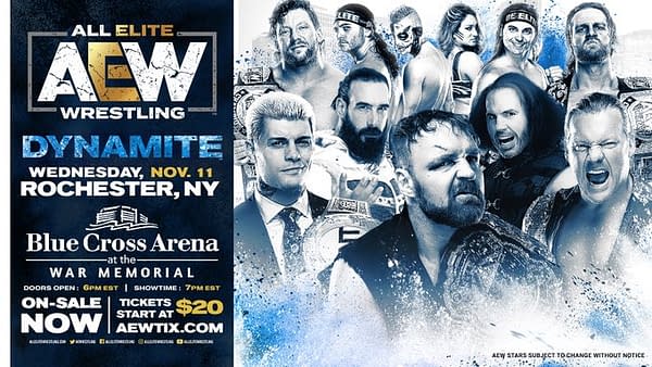 An updated graphic for the AEW Dynamite episode now set for November in Rochester, New York.