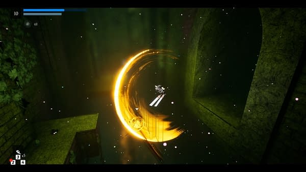 A screenshot of action-adventure indie game Blue Fire, created by Graffiti Games and Robi Studios.
