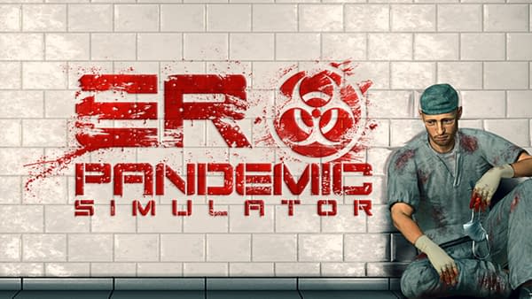 The logo and art for ER Pandemic Simulator, a new indie game by Movie Games.
