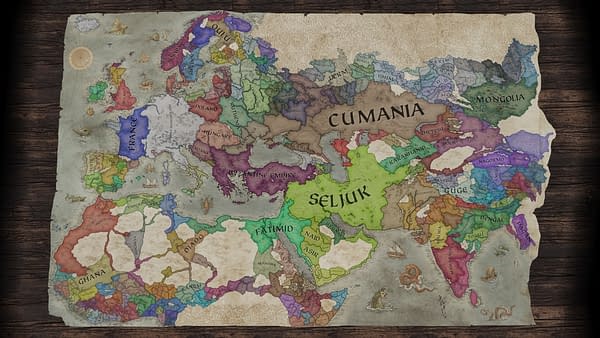 Another screenshot from Crusader Kings III by Paradox, detailing a full map of the realm.
