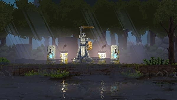 Another screenshot from Kingdom New Lands, featuring the beautiful pixel environment of the game.