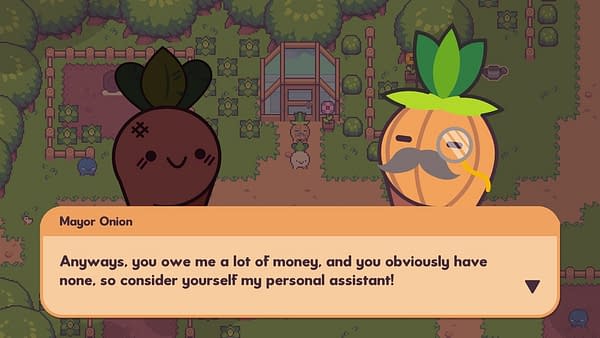 A screenshot from Turnip Boy Commits Tax Evasion by indie developer Snoozy Kazooo and publisher Graffiti Games.