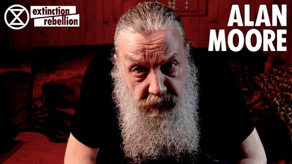 LITG: Alan Moore courtesy of Extinction Rebellion.