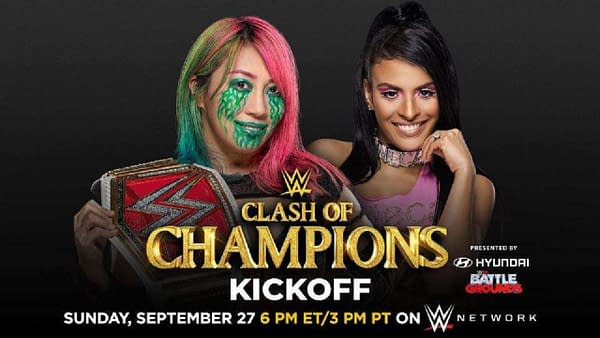 Zelina Vega and defending champ Asuka, WWE Clash of the Champions key art (Image: WWE)