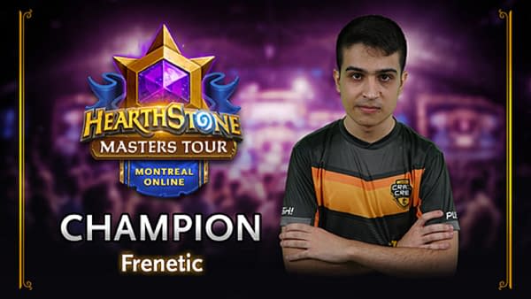 Frenetic walks away as the Hearthstone Masters Tour Online: Montreal champion, courtesy of Blizzard.