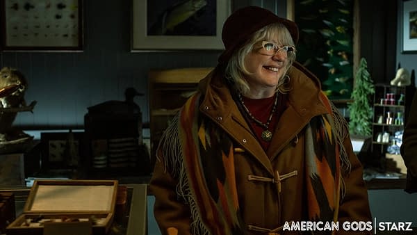 American Gods is wishing Julia Sweeney a happy birthday with a first look at her portrayal of Hinzelmann. (Image: STARZ)