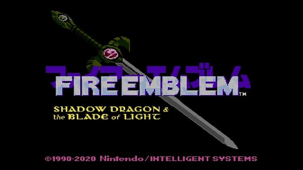 Title screen for Fire Emblem: Shadow Dragon & The Blade Of Light, courtesy of Nintendo.