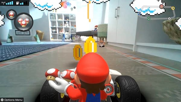 A view from the kart in Mario Kart Live: Home Circuit, courtesy of Nintendo.
