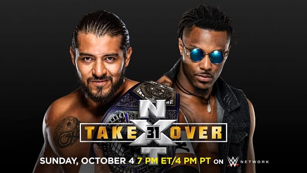 Santos Escobar defends the NXT Cruiserweight Championship against Isaiah "Swerve" Scott at NXT Takeover 31
